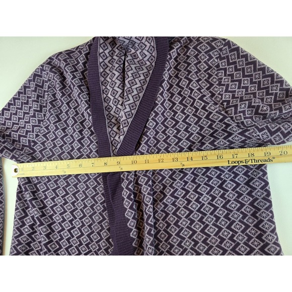 Neve Lisa Cardigan Sweater Merino Blend Purple/Acai Sz M Fair Isle Geometric - Picture 5 of 7